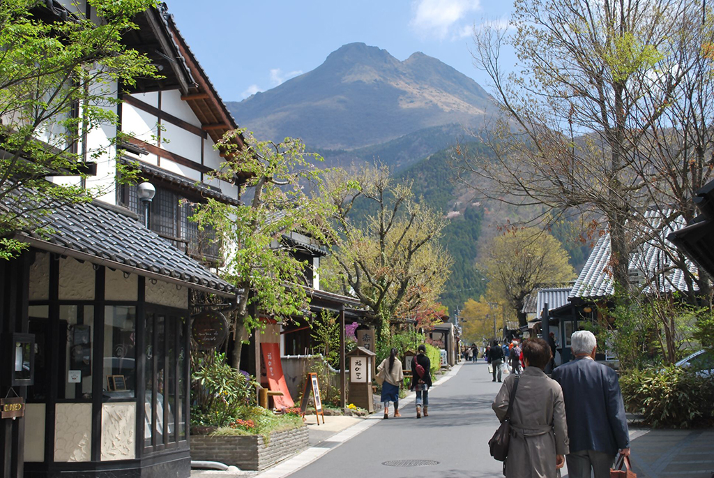 Yufuin Onsen with Mt. Yufu in the background