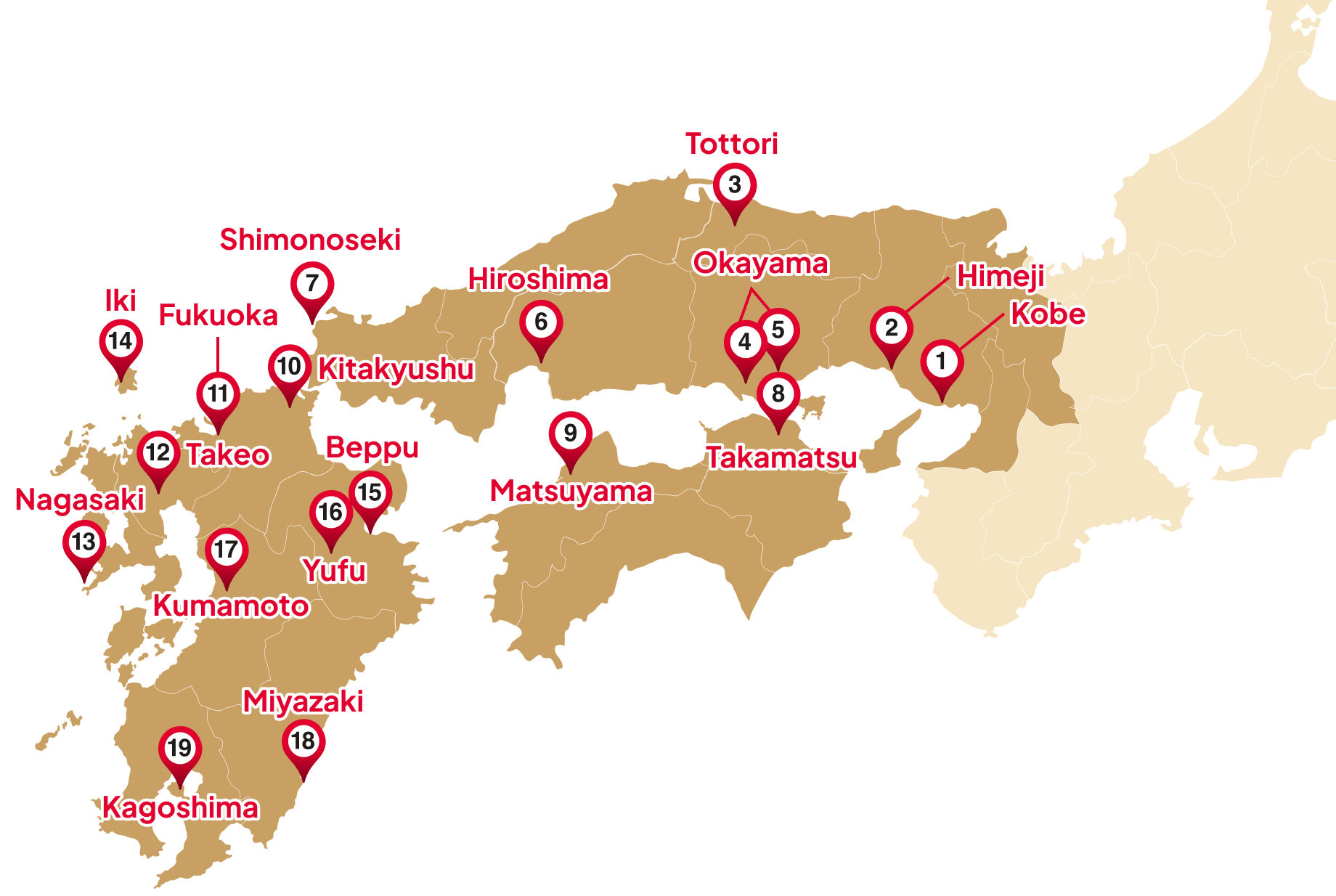 west japan spot map